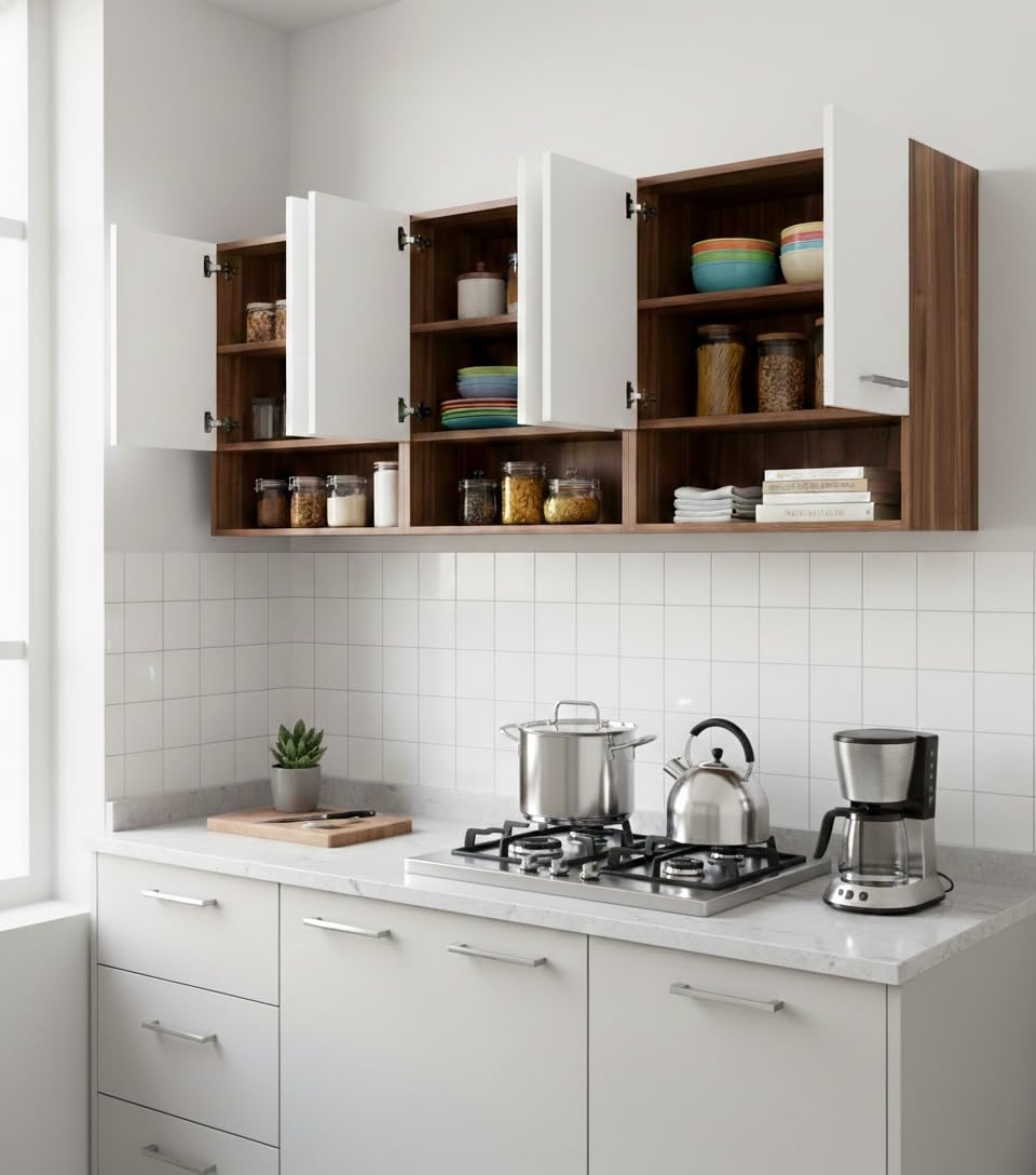 6 Door Wall Mounted Kitchen Cabinet (Engineered Wood – Modern Design)