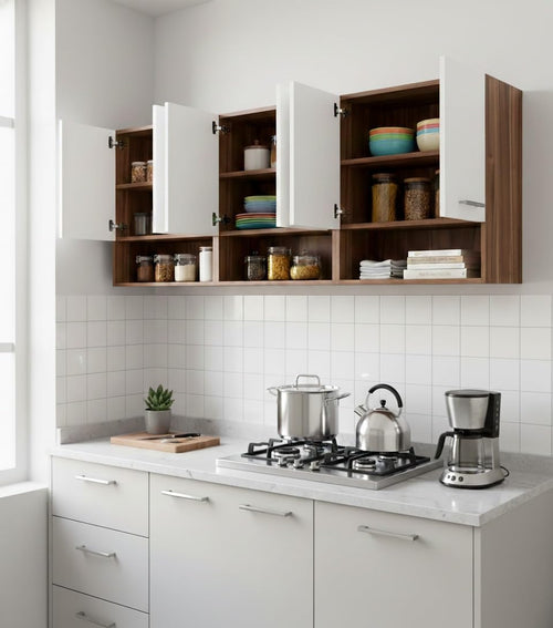 6 Door Wall Mounted Kitchen Cabinet (Engineered Wood – Modern Design)