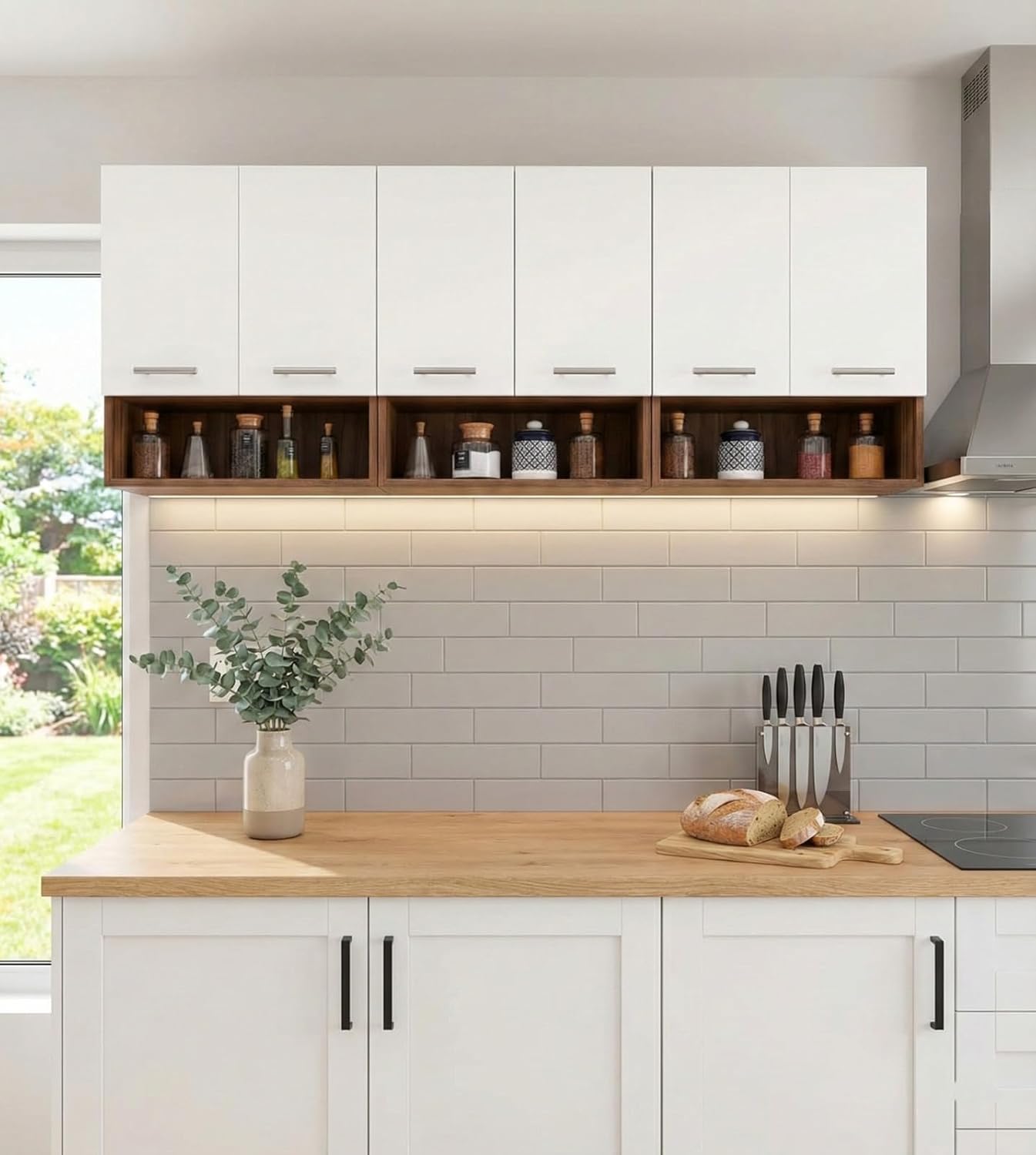 6 Door Wall Mounted Kitchen Cabinet (Engineered Wood – Modern Design)