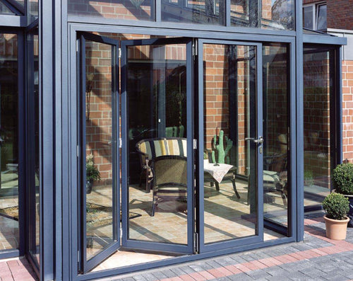 Aluminium Folding Glass Door (Bi-Fold) with Fluted / Clear Glass