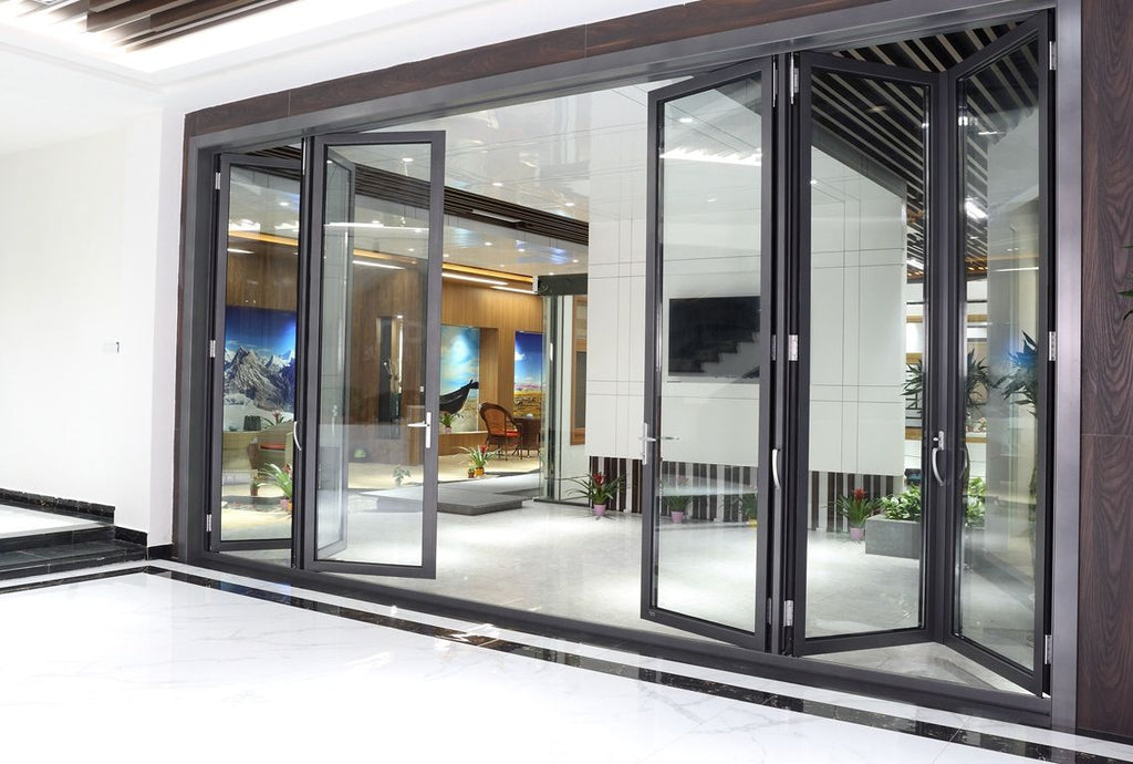 Aluminium Folding Glass Door (Bi-Fold) with Fluted / Clear Glass