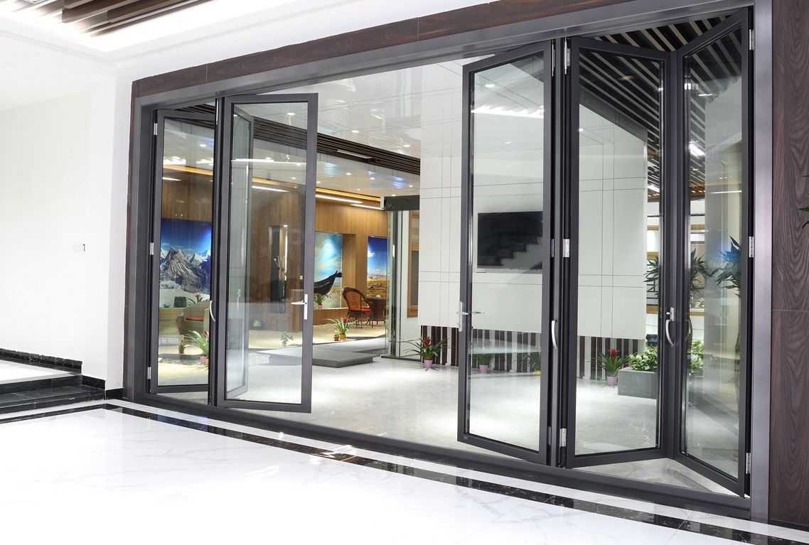Aluminium Folding Glass Door (Bi-Fold) with Fluted / Clear Glass
