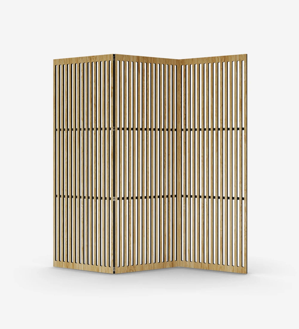 Wooden Folding Room Divider (Slatted Panel Partition Screen)