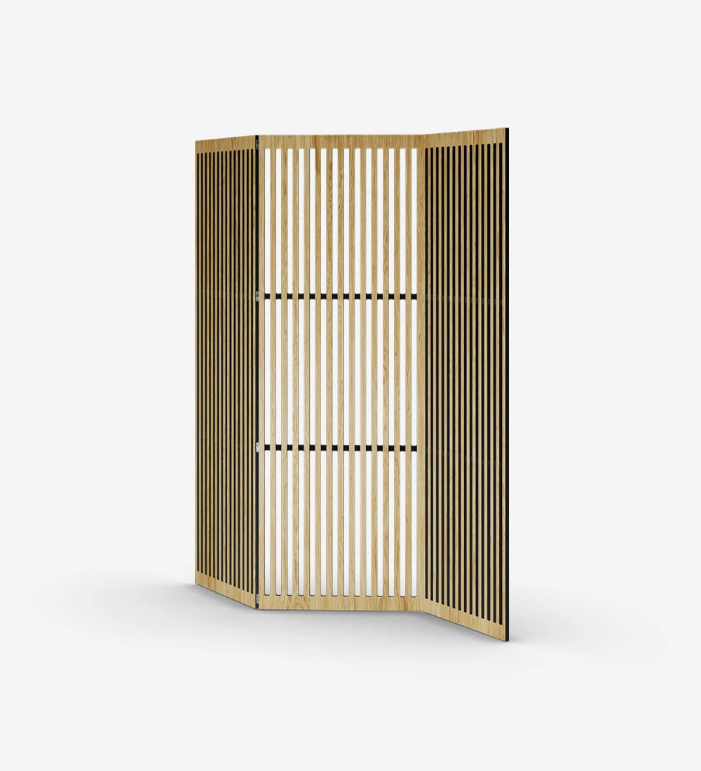Wooden Folding Room Divider (Slatted Panel Partition Screen)