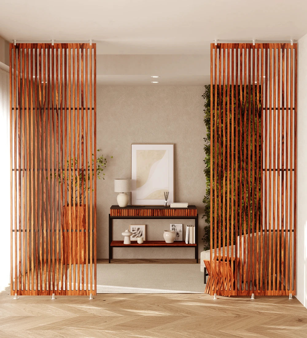 Modern Wooden Slat Partition Panel (Floor-to-Ceiling Divider)