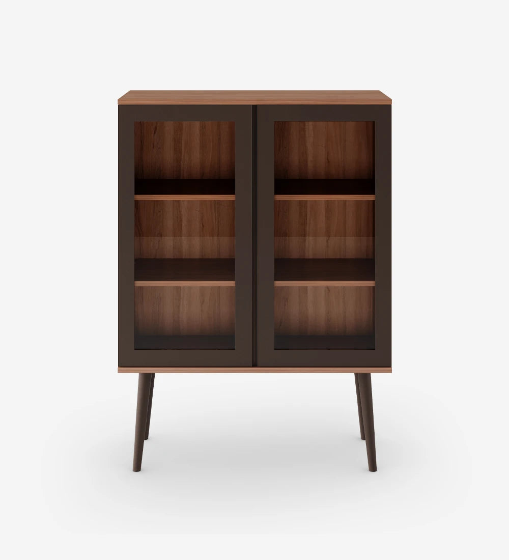 Compact Glass Display Cabinet with Wooden Finish (Modern Storage Unit)