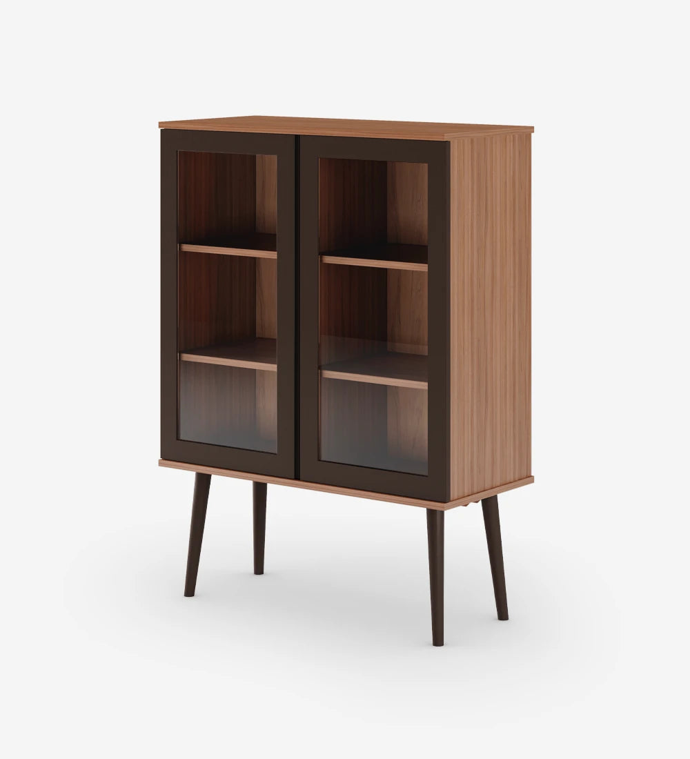 Compact Glass Display Cabinet with Wooden Finish (Modern Storage Unit)